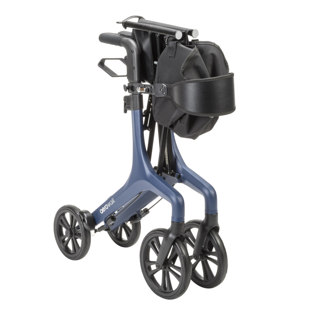 10277BL Aerowalk Ultra Lite Rollator closed view Blue 10277BL Aerowalk Ultra Lite Rollator closed view Blue