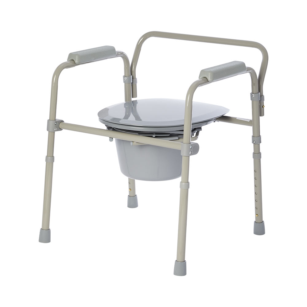 B3400FEC Folding Powder Coated Elongated Steel Commode