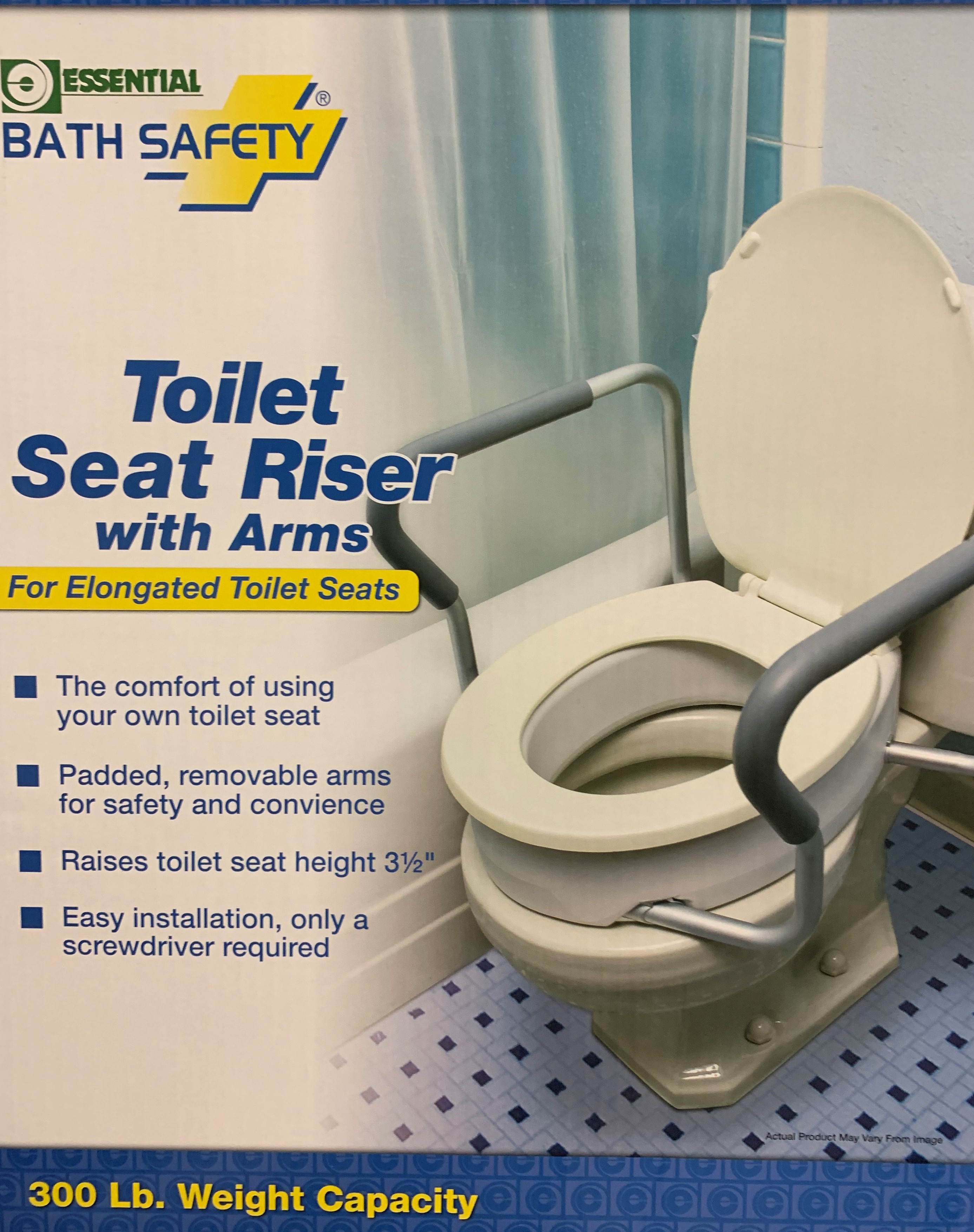 B5083 Toilet Seat Riser with Arms Elongated Retail Box