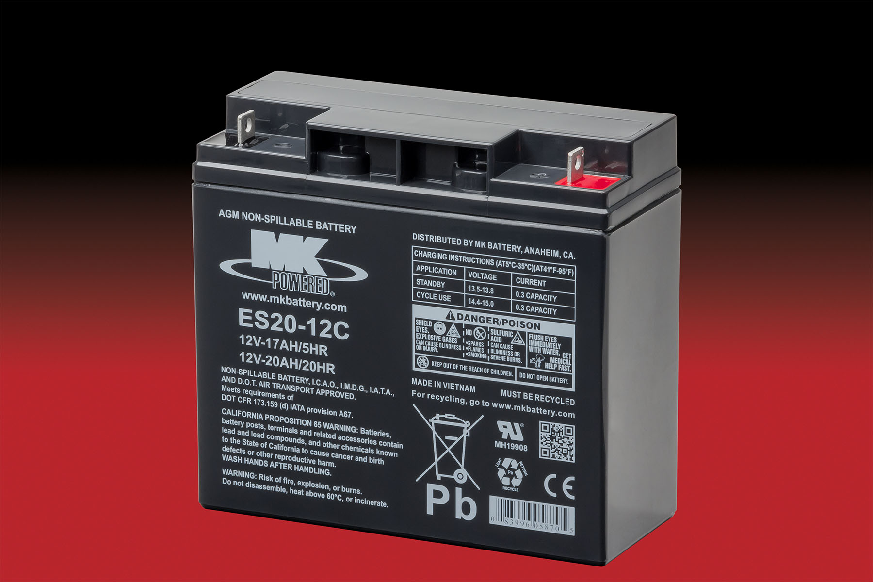 ES20-12C MK 12 Volt 20 AMP Sealed Lead AGM Battery