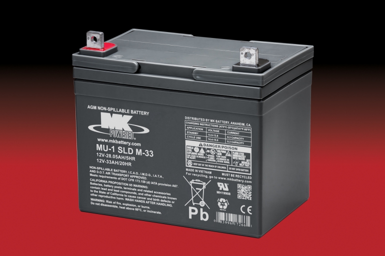 MU-1-SLD-M-33 MK 12 Volt 33 AMP Sealed Lead AGM Battery