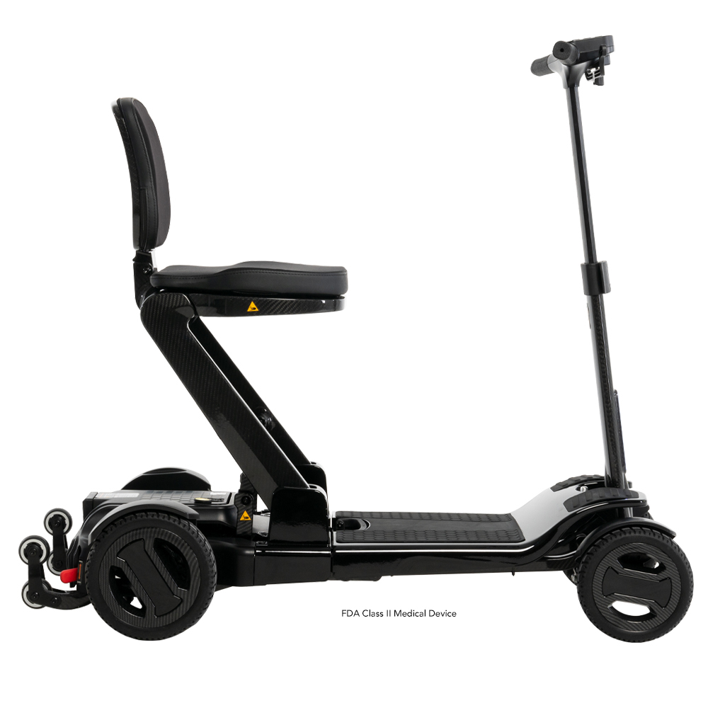 SC25M Pride GoGo Carbon Folding Travel Scooter Side view SC25M Pride GoGo Carbon Folding Travel Scooter Side view